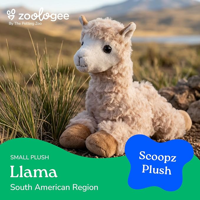 The Petting Zoo Llama Stuffed Animal Plushie, Gifts for Kids, Scoopz Wildlife Animals, Llama Plush Toy, 8 inches