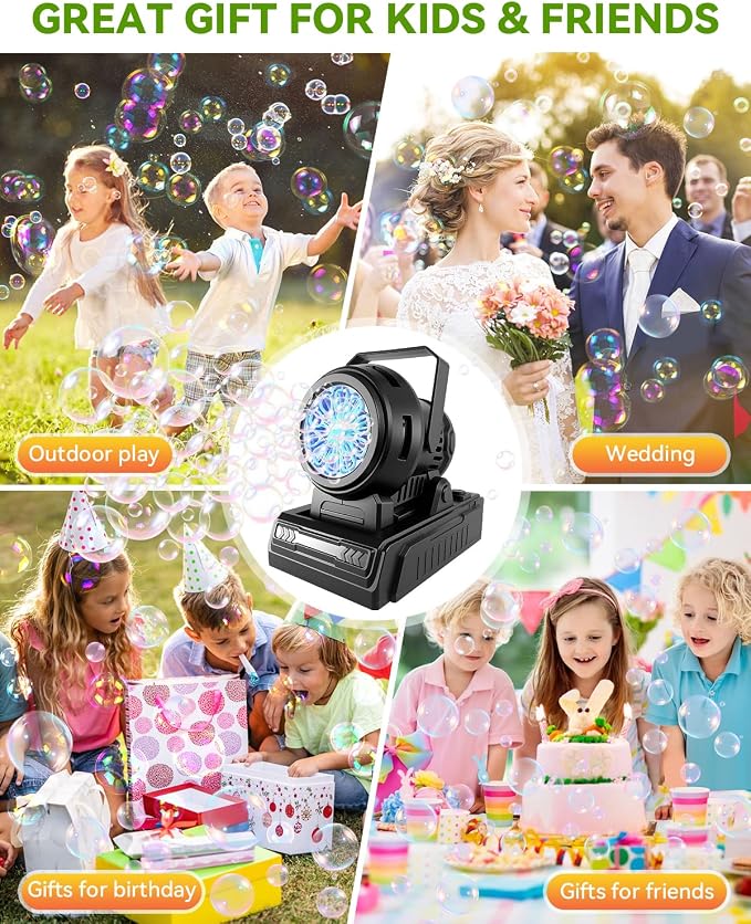 Kizmore Bubble Machine - Rechargeable and Battery Operated Bubble Maker for Kids| Automatic Bubble Blower for Toddlers 1-3| 20000+ Big Bubbles Per Minute for Parties Birthday Wedding
