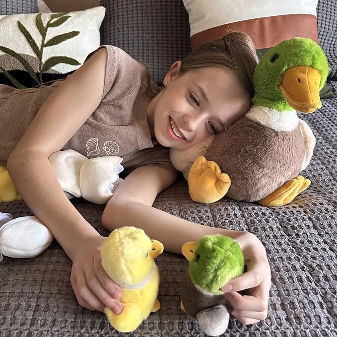 MaoGoLan 6Pcs Plush Duck Toys 16'' Mallard Mom with 4 Ducklings & Eggs Inside - Duck Stuffed Animals Bulk for Girls Valentines Gifts Party Favors Decorations Christmas Birthday