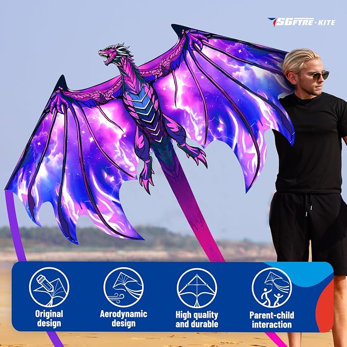 SGftre Complete Kite with Handle, Line & Accessories,Easy to Fly for Kids & Adults, Perfect for Beach, Park, Family Outdoor Activities