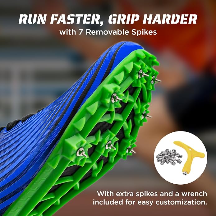 RUNIC Track & Field Shoes for Men, Women & Kids – Pro Running Spikes for Sprint, Race & Training – 7 Spikes + Extra Spikes & Wrench (US Men Size)