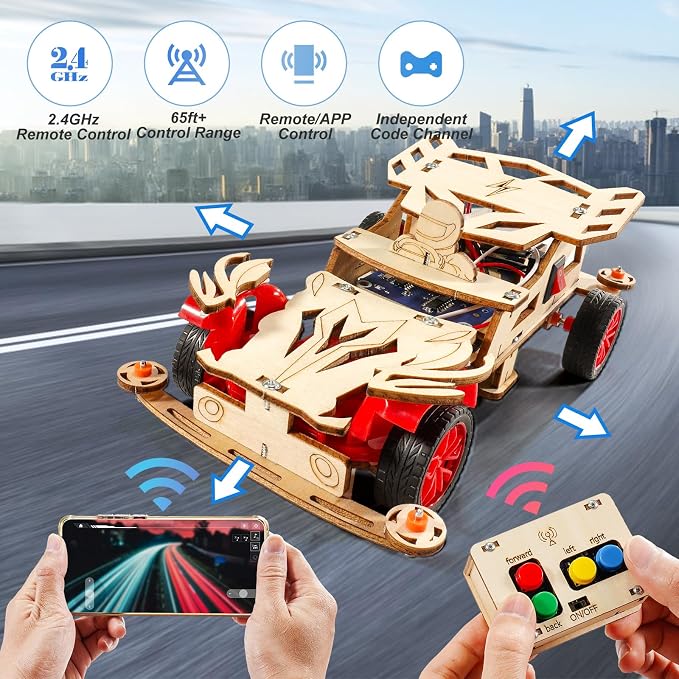 STEM Kits for Kids Age 8-10, STEM Toys for Ages 8-13, Remote Control Model Car Building Kits, Science Kit Crafts Projects 8-12, Wood 3D Puzzles, Gifts for 9 10 11 13 14 Year Old Teen Boys Girls
