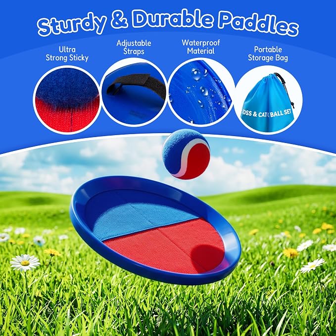 Upgraded Toss and Catch Ball Game Set, Beach Pool Toys Outdoor Games for Kids Toys, Outside Family Lawn Yard Games, for Boys Girls 3 4 5 6 7 8 9 10 11 12 Years Old