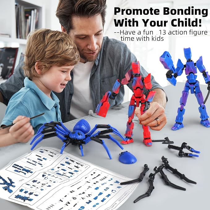 T-Spider13 Action Figure Set -Titan 13 Action Figure with Sucker Spider 13 Collectible 3D Printed Toys Highly Detailed Action Figures for Collectors and Fans （Assembly Required）- Red