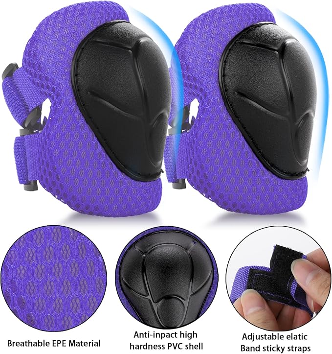 WayEee Kids Bike Helmet Set Skateboard Knee Pads, Helmet Pad Set Protective Gear Set Adjustable for Girls Kids 3-14 Helmet Elbow Pads Wrist Guards for Sport Cycling Bike Roller Skating Scooter