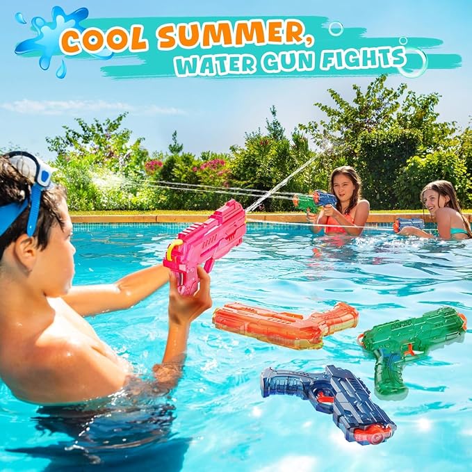 Water Squirt Guns Toys for Kids: Leakproof Super Water Gun for Boys Girls Adults - Small Outdoor Water Gun Toy for Pool Beach Swimming Summer Games Yard Party (2 Pack)