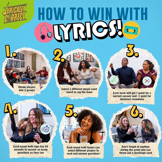 Lyrically Correct 90s & 2000s Pop Music Trivia Card Game for Adults & Families – Finish The Lyrics Party Game for Game Night, Girls Night, Bachelorette Parties & Pop Culture Fans