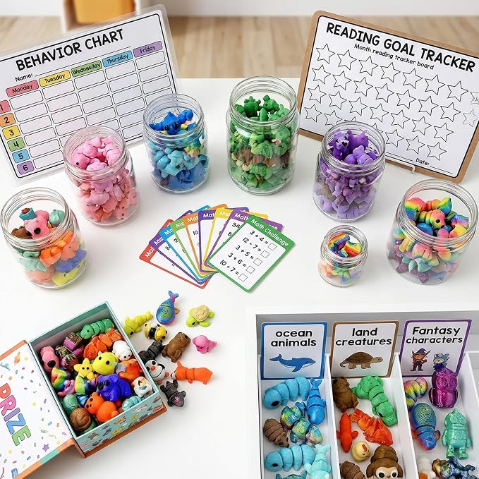 150PCS 3D Printed Random Animal Figurines Reward & Celebration Collection, Assorted mini Animals for Classroom Rewards,Celebrations, Party Favors,Treasure Boxes,and Family Incentive Activities