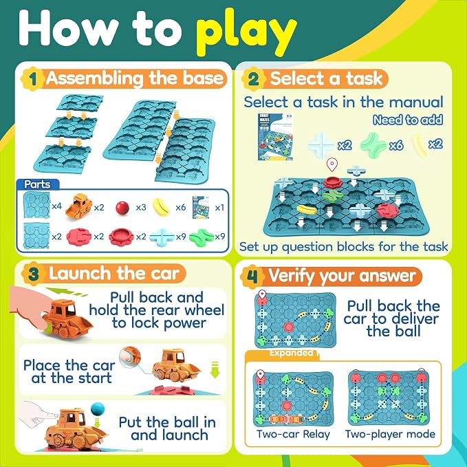 Kids Toys STEM Board Games - Logical Road Builder Brain Teasers Puzzles for 3 4 5 6 7 Year Old Boys Girls, Educational Montessori Birthday Gifts for Ages 4-8 Preschool Classroom Learning (42 PCS)