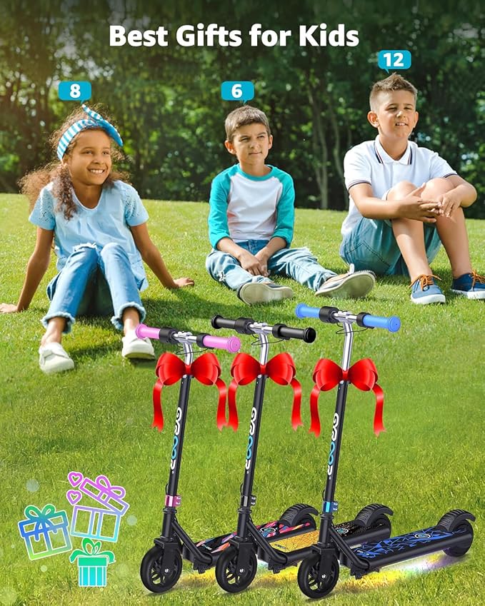 Gyroor H30 Max Electric Scooter for Kids Ages 6-12, 150W Powerful Motor, Bluetooth Music, Dual Brake System, Adjustable Height and Speed, Best Gifts for Kids