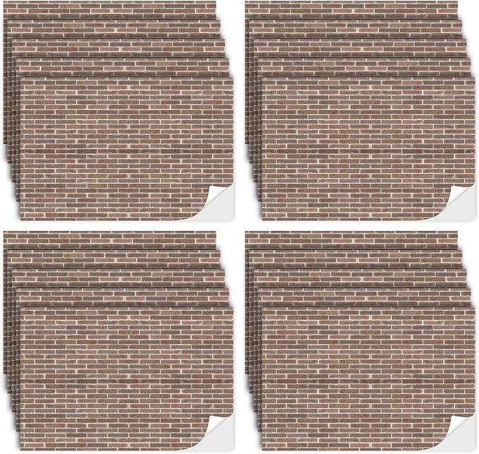 Flutesan 12 Pcs Miniature Dollhouse Wallpaper and Flooring Peel and Stick Mini DIY Self Adhesive Dollhouse Accessories 8.27 x 11.69 Inch (Gray Clinker)