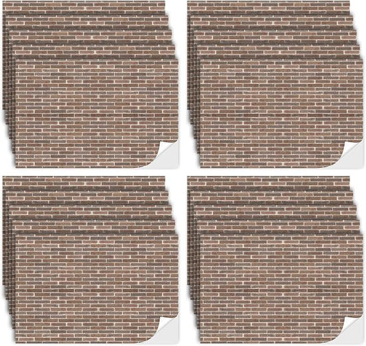 Flutesan 12 Pcs Miniature Dollhouse Wallpaper and Flooring Peel and Stick Mini DIY Self Adhesive Dollhouse Accessories 8.27 x 11.69 Inch (Gray Clinker)