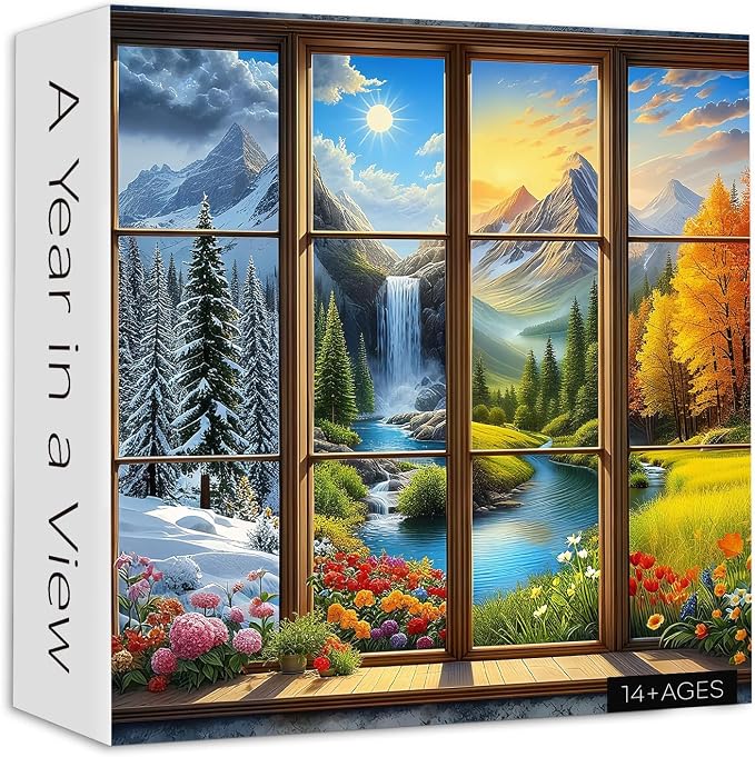 PICKFORU Season 1000 Piece Puzzle for Adults, A Year in a View Jigsaw Puzzles, Nature Art Mountain Scenery Puzzle as Wall Decor