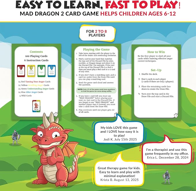 Mad Dragon 2: an Anger Control Card Game for Kids | A Fun, Therapist-Friendly Social Emotional Learning Activity that Teaches Emotional Regulation Through Play