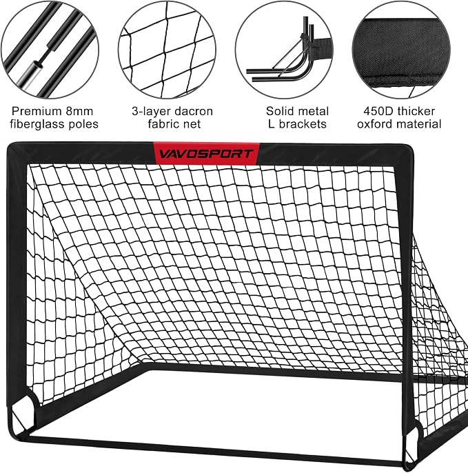 Kids Soccer Goals for Backyard Set - 2 of 4' x 3' Portable Soccer Goal Training Equipment, Pop Up Toddler Soccer Net with Soccer Ball, Soccer Set for Kids and Youth Outdoor Games, Sports, Play