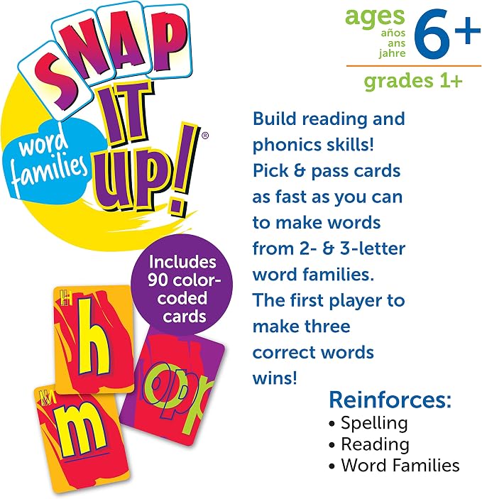 Learning Resources Snap It Up Phonics - Reading Card Game, Sight Words Flash Cards, Phonics Family Board, ABC Classroom Must Haves, Toddler Activities, Homeschool Supplies, Montessori