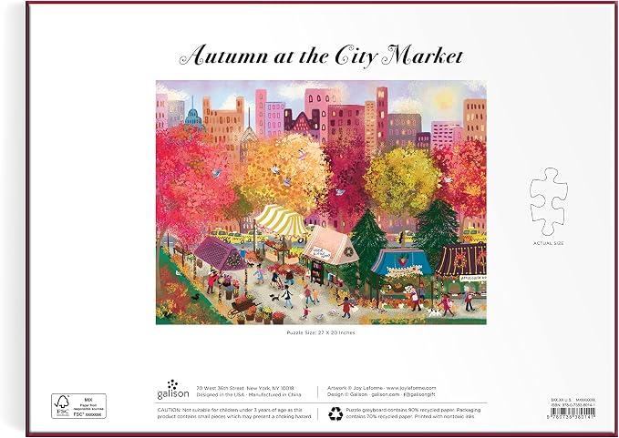 Galison Autumn at The City Market – 1000 Piece Puzzle Fun and Challenging Activity with Bright and Bold Artwork of A Fall Day at A Farmer’s Market for Adults and Families