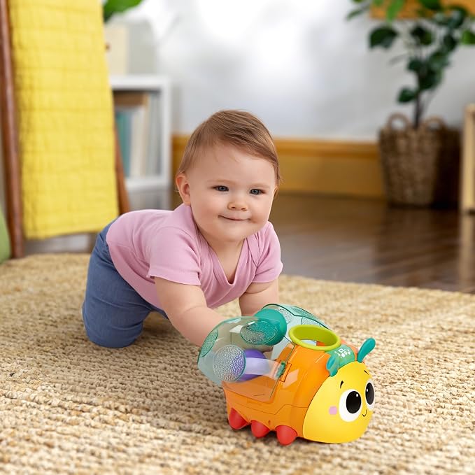 Bright Starts Spin ’n’ Chase Bug Ball Popper Toy with Lights & Music, Crawling Baby Toy Encourages Movement & Motor Skills, Unisex, 6 Months+