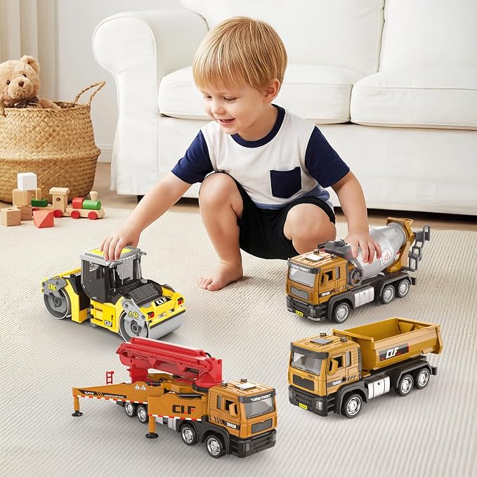 1:50 Die-Cast Double Steam Roller Toy,Heavy steam Roller, with Vibrating Lights Sounds, Sliding Ability, Left/Right Turning, for Kids 3-9