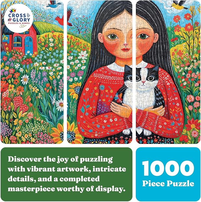 Cross & Glory - A Garden of Wonders - 1000 Piece Jigsaw Puzzle for Adults | Vibrant Nature & Art Puzzle | Challenging Puzzle for Adults | Eco-Friendly Materials for Puzzle Lovers