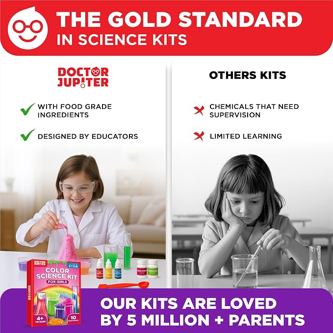 Doctor Jupiter Color Science Kit for Girls Ages 4-5-6-7-8 | Birthday Gift Ideas for 4+ Year Olds | Toy Stem Kit with 10 Experiments | Preschool Learning & Educational Projects