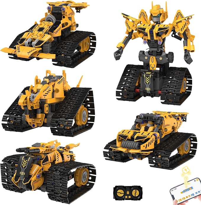 5-in-1 STEM Robot Building Kit, 373 Pcs Remote Control & APP Controlled DIY Robot Toys, Educational Science Building Blocks, for Kids Boys Girls Ages 8-14