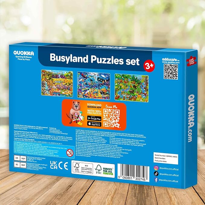 QUOKKA 100 Piece Puzzles for Kids Ages 6-8 – Intricately Illustrated Ocean Animals Puzzle for Kids Ages 8-10 – Educational Busyland Game Packed with Visual Details for Boys and Girls