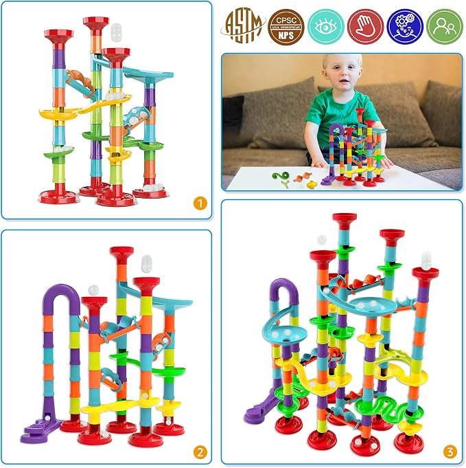 Blacka Marble Run Set Maze Race Building Blocks Marbles for Kids Ages 4 5 6 7 8 9 10+ Girls Boys Toys STEM Educational Birthday Gift Festival Present,A880,Large