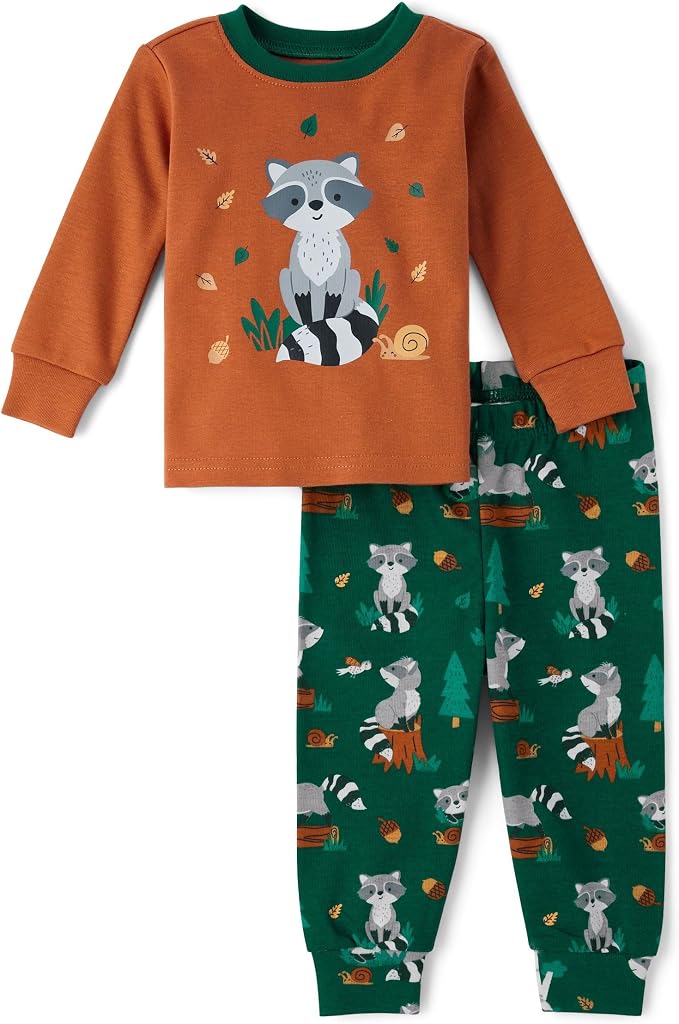 The Children's Place baby boys Button Long Sleeve Top and Pants Snug Fit 100% Cotton 2 Piece Pajama Set