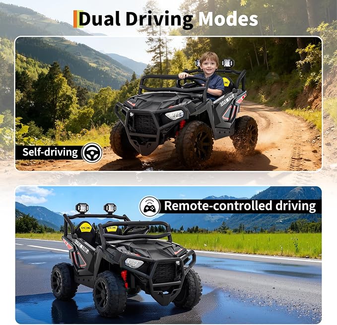 Garvee 24V Ride on Toys for Big Kids, 2 Seater Electric UTV Car with Remote Control, 4-Wheeler Suspension, Soft Start, 3 Speeds, Led Lights, Bluetooth, Ride on Truck Kids 2-8 Years