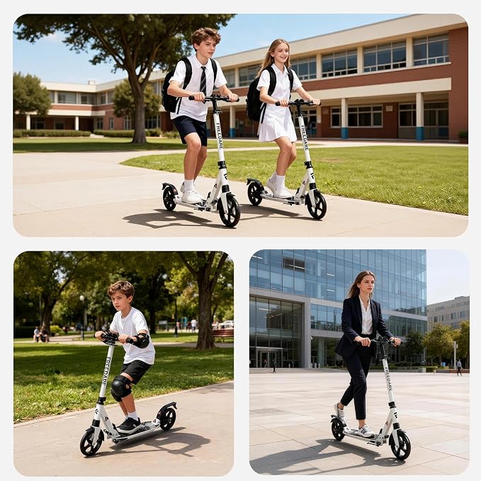 FREEDARE Kick Scooter for Kids & Adults Ages 8+, Foldable Teen Scooter with 2 Big 8-inch Wheels and 4-Level Adjustable Handlebar, Max Load 220 LBS