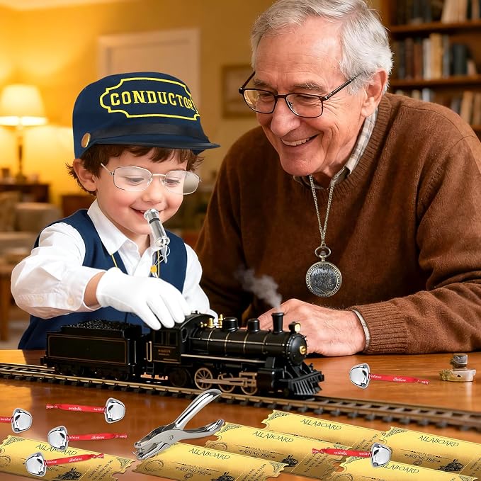 21 Pcs Train Conductor Costume Kids, Conductor Hat Vest Whistle, Bells Train Pocket Watch Christmas Holiday Sticker
