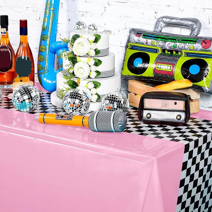 Irenare Car Birthday Party Supplies Racing Decorations 50s Party Tablecloth Racetrack Table Runner Table Covers for Kids Boy Car Theme Birthday Decor, 54 x 108 Inch(Cyan,Pink,6 Sheets)