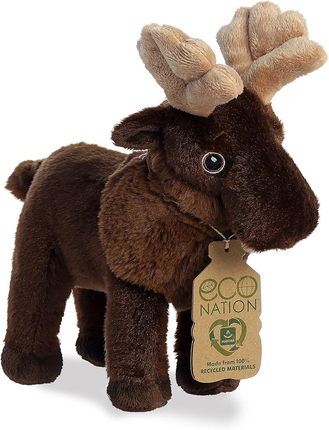 Aurora® Responsibly Made Eco Nation™ Moose Stuffed Animal - Ideal for Playtime Adventures - Perfect for Birthdays or Just Because - Brown 9 Inches