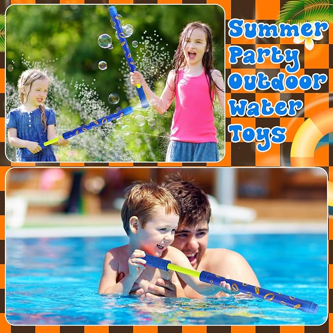 Halloscume 6 Pcs Blue with Gold Rings Water Guns Bulk Party Favors for Kids 15.75" Water Squirters Blaster Shooters for Summer Swimming Pool Beach Cartoon Birthday Gifts Supplies