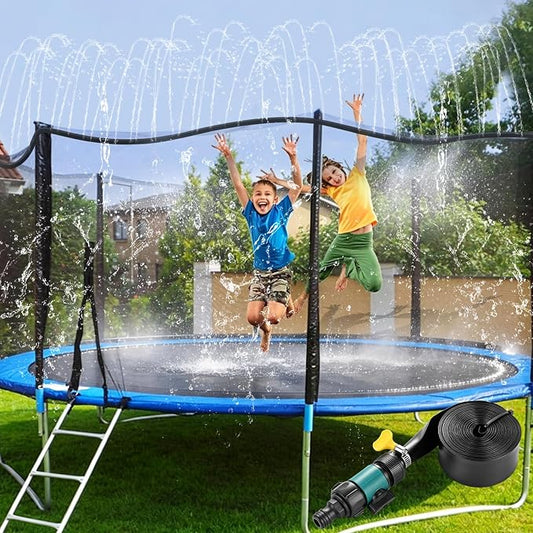 Trampoline Sprinkler for Kids Outdoor Backyard Water Park Summer Toys Trampoline Accessories for Boys Girls Adults Water Play Game for Yard Garden Patio Party Activities Garden Watering (Green)
