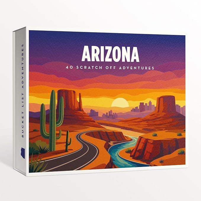 Arizona Bucket List Scratch Off Cards - 40 Adventure Cards with Region Split Map, Hidden Gems, Scenic Escapes & Local Favorites - Travel Gift for Couples, Families, Friends & Tourists