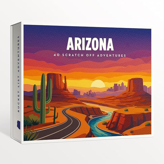 Arizona Bucket List Scratch Off Cards - 40 Adventure Cards with Region Split Map, Hidden Gems, Scenic Escapes & Local Favorites - Travel Gift for Couples, Families, Friends & Tourists