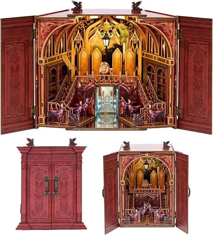 TOYQI Book Nook Kit, Book Nook Kits for Adults, DIY Miniature Dollhouse Kit | DIY Miniature Dollhouse Kit 3D Wooden Puzzle Booknook Bookend with LED Light