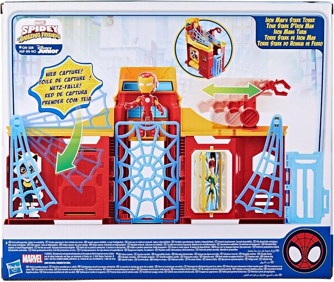 Spidey and his Amazing Friends Stark Tower Playset, Includes 4-Inch Iron Man Action Figure, Marvel Super Hero Toys for Kids 3 and Up