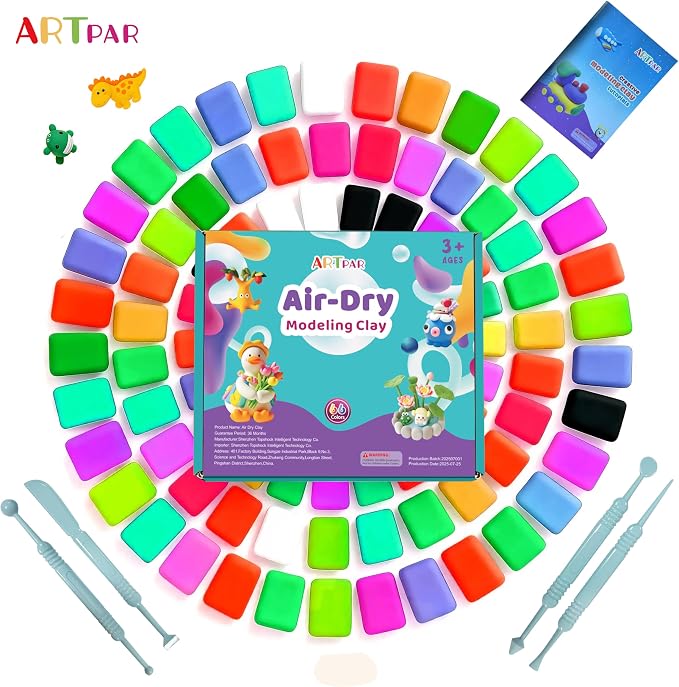 ARTPAR Air Dry Clay 66 Colors,Modeling Clay for Kids,DIY Molding Magic Clay Kit with Sculpting Tools,Soft & Ultra Light, Art and Crafts Toys for Boys & Girls 3-12 Years Old.