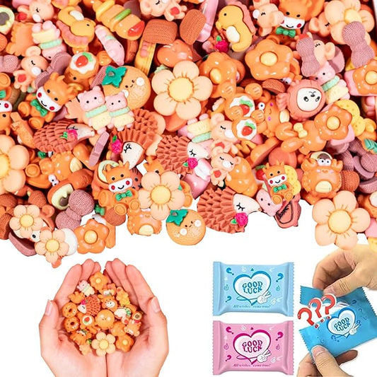 Orange Series 50pcs Mystery Mini Resin Blind Bags – Cute Tiny Figurines for Crafts, DIY Decor, Dollhouse Scenes, Party Favors, Kids’ Surprise Toys