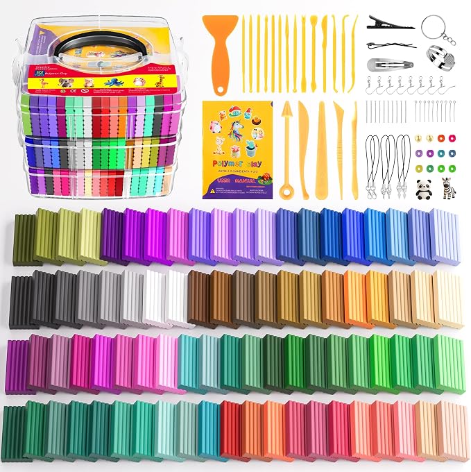 Artpar Polymer Clay Kit, 82 Colors Oven Bake Clay for Kids,DIY Modeling Clay Art Craft Beginners Set with Carving Tools and Accessories, Non-Sticky, Non-Toxic, Ideal Gift for Adults Artlists