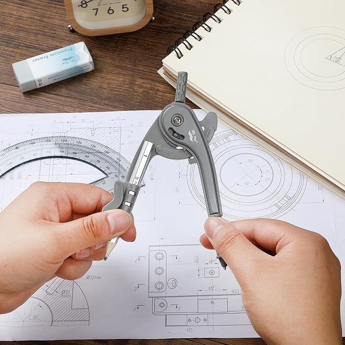 Mr. Pen- Geometry Compass and Protractor Set, 6 Inch Compass | 6 Inch Protractor, Drawing Tool for School, Clear Plastic, Easy Grip, Precision Design for Math, Art, Drafting, Architecture