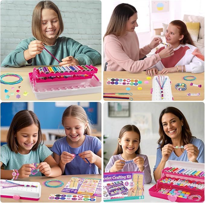 TingingYuli Friendship Bracelet Making Kit for Girls Ages 8-12, DIY String Bracelet Maker with 3-Layer Storage Box, Jewelry Making Kit Arts and Crafts Toy Gift for Kids Ages 6-12