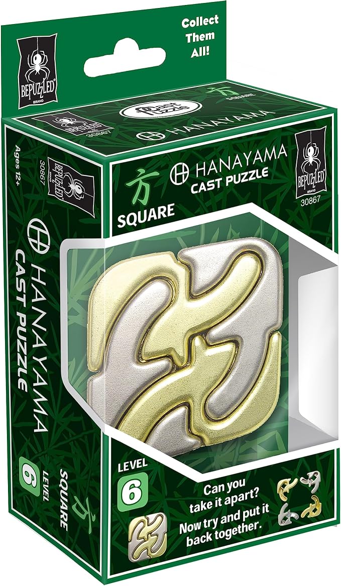 BePuzzled | Square Hanayama Metal Brainteaser Puzzle Mensa Rated Level 6, for Ages 12 and Up