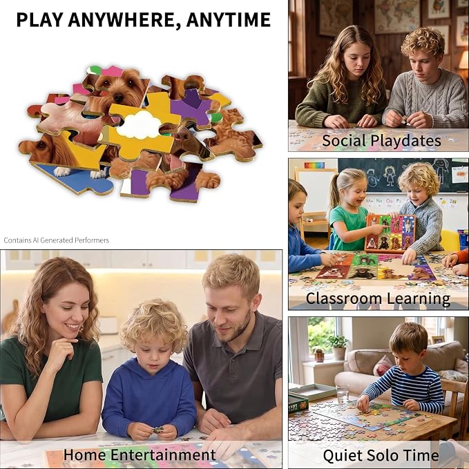 100 Pieces Puzzles for Kids Ages 4-8, Puppy Educational Kids 100 Piece Puzzle, Children Jigsaw Puzzles Kids Puzzles, Educational Learning Puzzle Toys for Girls and Boys