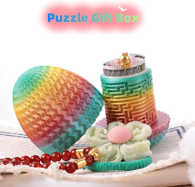 Maze Egg Money Puzzle Box for Kids & Adults, 4 Logic Challenge Brain Teaser Sensory Toy, Hidden Compartment Cash Gift Holder, Birthday Graduation Gifts for Teens, Road Trip Travel Game
