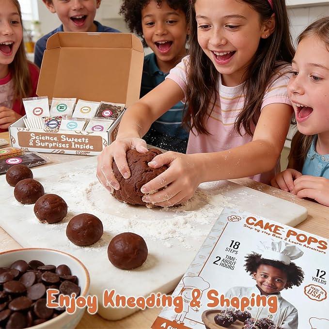 Cake Pop Baking Kit for Kids – DIY Cake Pop Set with Pre-Measured Ingredients, Makes 12-15 Real Cake Pops – Cooking Kit for Boys & Girls Ages 8-12, Made in USA