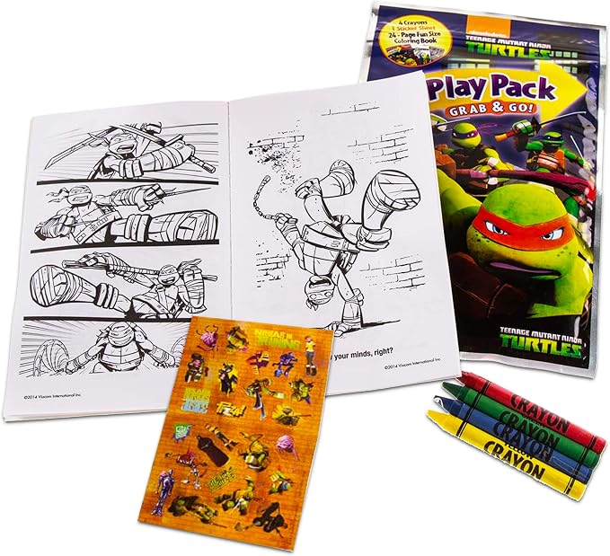 Set Of 15 Teenage Mutant Ninja Turtles Play Packs Fun Party Favors Coloring Book Crayons Stickers